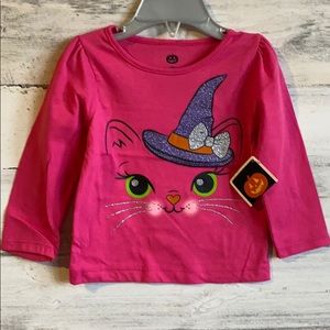 Baby Girl Halloween Cat Shirt Pink